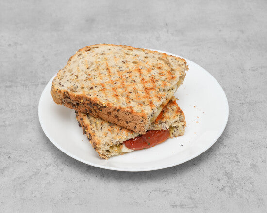 Chicken, Pesto, Sun-Dried Tomato and Cheddar Cheese Sourdough Toastie